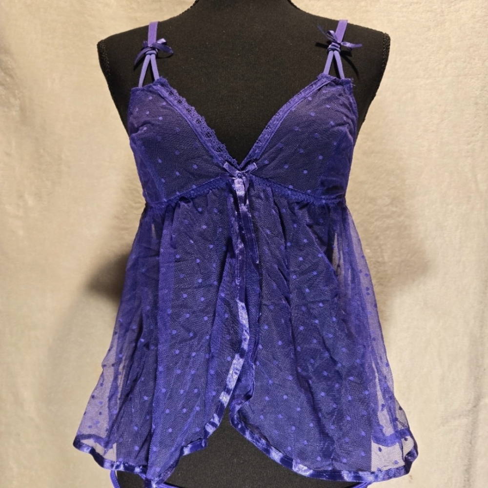 PURPLE SHEEN TEDDY WITH THONG